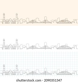 Bhopal Hand Drawn Skyline Profile