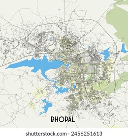 Bhopal, India map poster art