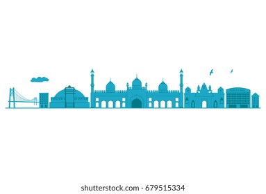 Bhopal Skyline. Detailed Vector Illustration. Isolated on white background.