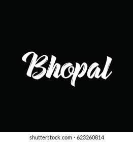 bhopal, text design. Vector calligraphy. Typography poster. Usable as background.