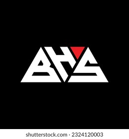 BHS triangle letter logo design with triangle shape. BHS triangle logo design monogram. BHS triangle vector logo template with red color. BHS triangular logo Simple, Elegant, and Luxurious design
