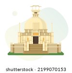 Bhubaneswar City - Shanti Stupa, Dhauligiri - Dhauli Hill -  Icon Illustration as EPS 10 File 