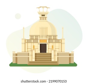 Bhubaneswar City - Shanti Stupa, Dhauligiri - Dhauli Hill - Icono Ilustración como archivo EPS 10 