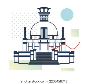 Bhubaneswar City - Shanti Stupa, Dhauligiri - Dhauli Hill - Icono Ilustración como archivo EPS 10 