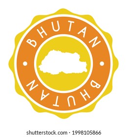 Bhutan Badge Map Vector Seal. National Symbol Country Stamp Design Icon Label. 