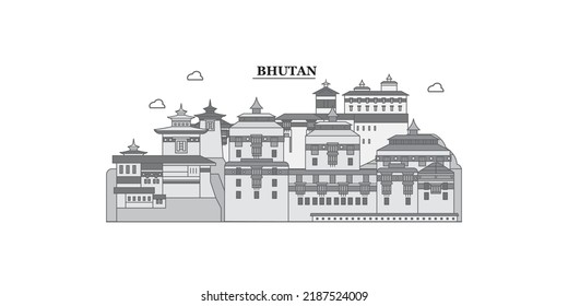 Bhutan City Skyline Isolated Vector Illustration, Icons