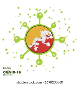 Bhutan Coronavius Flag Awareness Background. Stay home, Stay Healthy. Take care of your own health. Pray for Country