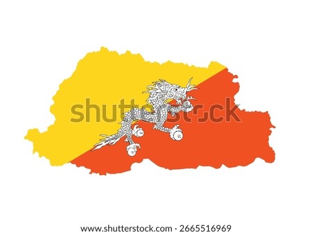 Bhutan country flag inside map vector image