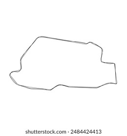 Bhutan country simplified map.Thin triple pencil sketch outline isolated on white background. Simple vector icon