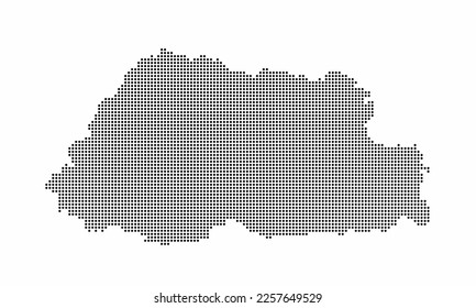 Bhutan dotted map with grunge texture in dot style. Abstract vector illustration of a country map with halftone effect for infographic. 