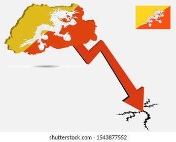 Bhutan economic crisis concept Vector illustration