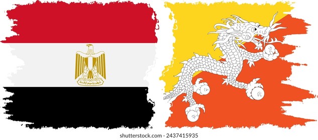 Bhutan and Egypt grunge flags connection, vector