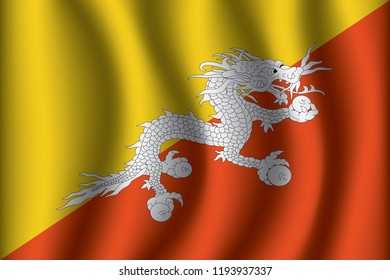 Bhutan flag background with cloth texture. Bhutan Flag vector illustration eps10.