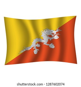 Bhutan flag background with cloth texture. Bhutan Flag vector illustration eps10. - Vector
