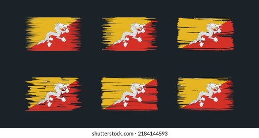 Bhutan Flag Brush Collection. National Flag