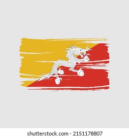Bhutan Flag Brush. National Flag