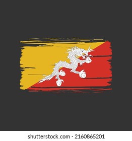 Bhutan Flag Brush. National Flag