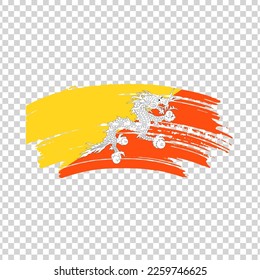 Bhutan flag with brush paint textured isolated on png or transparent background, template for banner, promote, design.