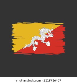 Bhutan flag with brush stroke background