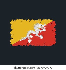 Bhutan Flag Brush Strokes. National Flag