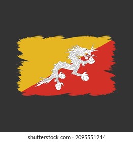 Bhutan Flag with Brush Style