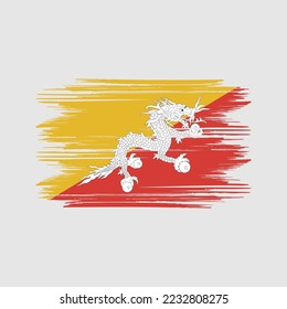 Bhutan Flag Brush Vector Illustration