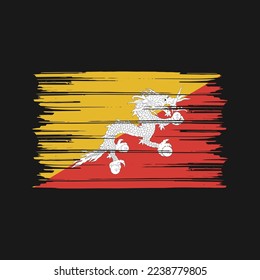 Bhutan Flag Brush Vector Illustration