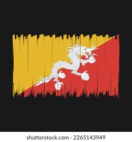 Bhutan Flag Brush Vector Illustration