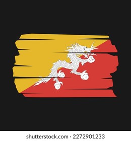 Bhutan Flag Brush Vector Illustration