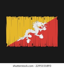 Bhutan Flag Brush Vector Illustration