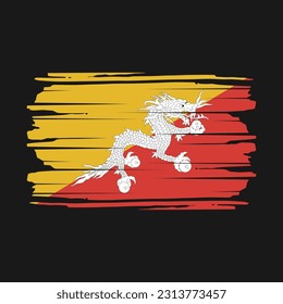 Bhutan Flag Brush Vector Illustration