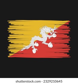 Bhutan Flag Brush Vector Illustration