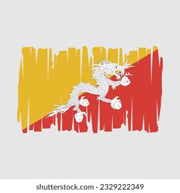 Bhutan Flag Brush Vector Illustration