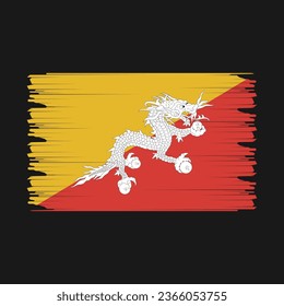 Bhutan Flag Brush Vector Illustration