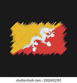 Bhutan Flag Brush Vector. National Flag