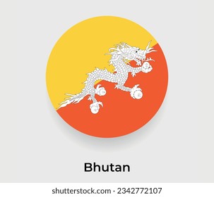 Bhutan-Flaggenblase kreisrunder Form Symbol Vektorgrafik