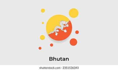 Bhutan-Flaggenblase kreisrunder Form Symbol bunter Vektorgrafik