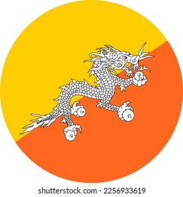 Bhutan flag button on white background