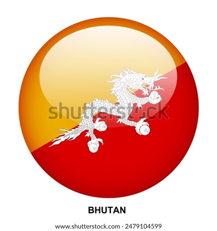 Bhutan flag button on white background