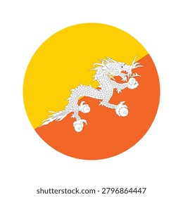Bhutan Flag Circle Icon Vector Illustration
