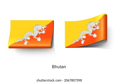 Bhutan Flag Clothing Label Tag. Illustration Flag of Bhutan Country in Asia. Fabric Label Tag Concept Vector.