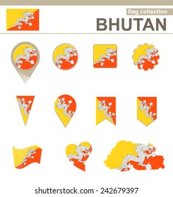 Bhutan Flag Collection, 12 versions