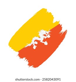 Bhutan flag in a flat grunge vector design background