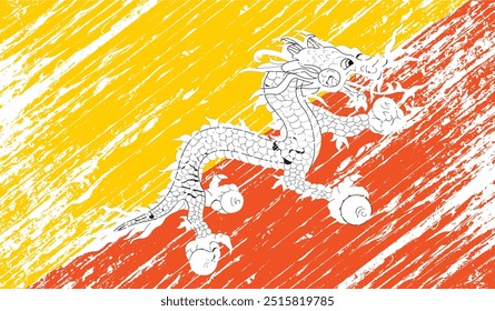 bhutan flag grunge background texture vector design illustration