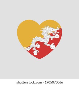 Bhutan flag in heart shape vector love Bhutan