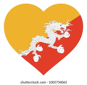 bhutan flag in heart vector illustration sign. Flag of bhutan in the shape of Heart with contrasting contour, symbol of love for his country or valentine day, patriotism.