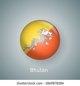 Icono de bandera de Bután círculo gradiente 3d aislado