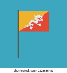 Bhutan flag icon in flat design. Independence day or National day holiday concept.