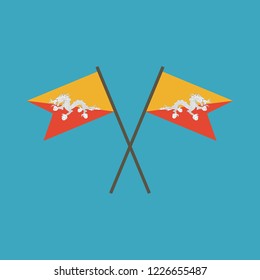 Bhutan flag icon in flat design. Independence day or National day holiday concept.