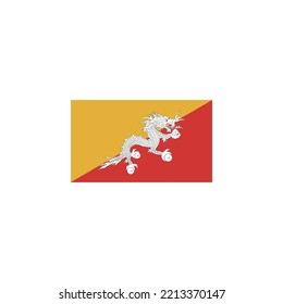 Bhutan flag icon flat style design. Bhutan flag vector illustration. isolated on white background.